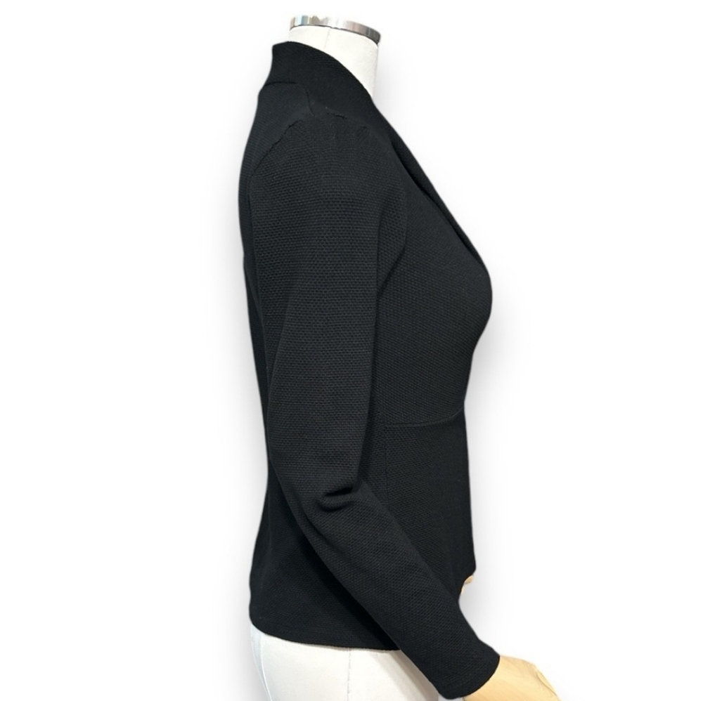 RONEN CHEN Black Knit Asymmetrical Draped Collar Top - Picture 3 of 7